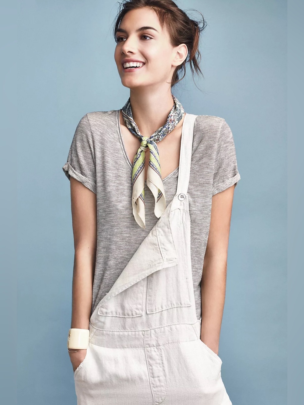 Anthropologie Pilcro and the Letterpress Overalls Neutral Lyocell Linen Boho